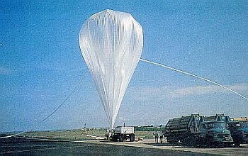 View of a balloon launch from Uberaba airport in 1982